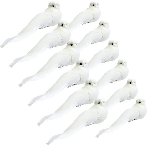 12 Pièces Ornement Cardinal (Colombes Blanches, 5,1 Pouces)avec Clip sur Plume Oiseau Colombe Artificiel Ornement d'arbre de Noël Artisanat de Faux Cardinal Brillant pour Décor (1/5)
