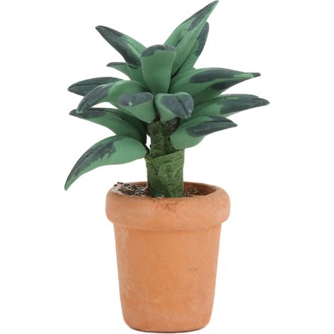 Accessoire miniature pour maison de poupée à l'échelle 1:12 : plante verte en pot, décoration fraîche et miniature pour chambre à coucher. (1/4)