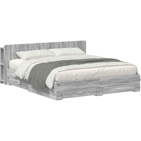 Estructura de cama con almacenamiento gris 200 x 200 cm (1/5)
