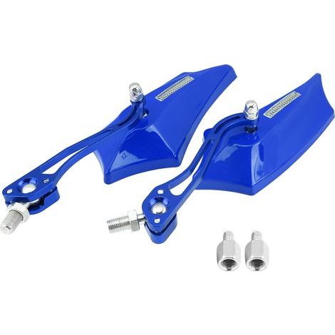 1 pair of universal aluminum alloy side mirrors for motorcycles and scooters, 10mm x 8mm, blue (1/5)
