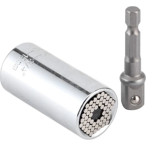 Ensemble de 2 clés à douille universelles 7-19 mm/0,3-0,7 pouce, clés à cliquet multifonctions 3/8 pouce, outils de perceuse électrique, coffret cadeau. (1/5)