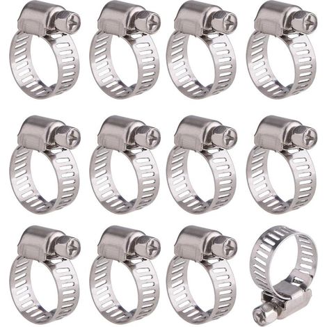 Lefou 12 Pièces Collier de Serrage Tuyau Ajustable en Acier Inoxydable Tuyau Pinces Clips Fixation (9-16 mm) Lefou (1/5)