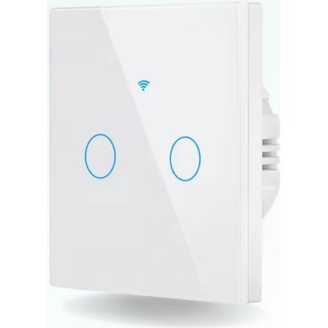Interrupteur tactile connecté WIFI + RF 433 - 2 boutons - sans fil neutre