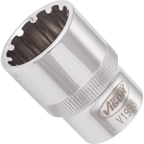 VIGOR Douille multiprofil V1998 carré creux 12,5 mm (1/2 pouce) 20, longueur totale : 38,1 mm (1/3)
