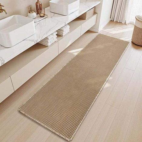 Tapis de Salle de Bain Moderne gaufré Bicolore Tapis de Bain Antidérapant Super Absorbant Lavable en Machine pour la Salle de Bain, Douche 45CM120CM - Crezuo (1/3)