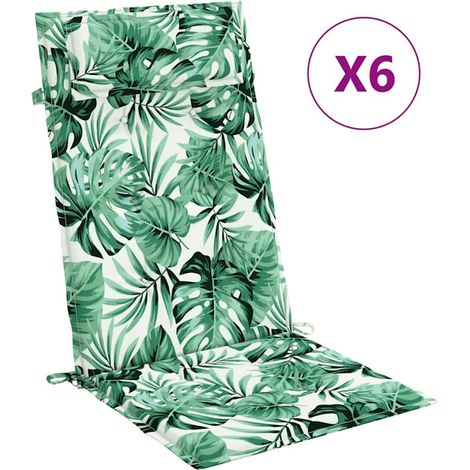 Coussins de chaise à dossier haut lot de 6,Coussins d'extérieur modèle de feuille CFW298782 (1/5)
