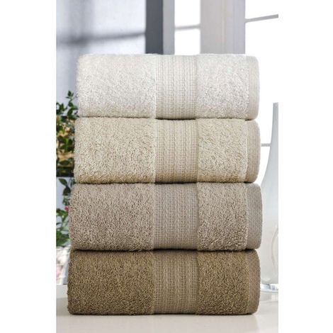 Conjunto de 4 toallas de mano - 50 x 85 cm - Marrón