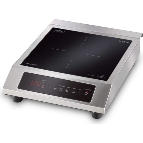 CASO ProChef 3500 Piastra di cottura portatile a induzione, 3500 Watt, 60-240 °C, modalità riscaldamento costante, timer da 24 ore, pentole fino a 26 cm, in vetroceramica e acciaio inox (1/4)