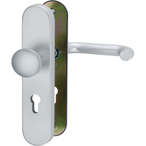 Schutzbeschlag Aluminium Sicherheitsbeschlag F1 natureloxiert Knopf/Drücker DIN 8/72