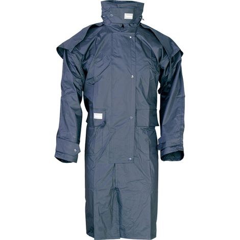 S, Bleu marine: Veste d'équitation en nylon imperméable avec manteau indéchirable, ouverture arrière et capuche amovible