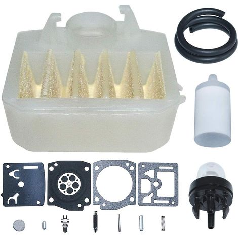 Pour Husqvarna 340e 345e 351 346XP Kit de réparation du carburateur avec amorce d'air, filtre à air, filtre à carburant, conduite de carburant, poire d'amorçage, kit de réparation du carburateur (1/5)