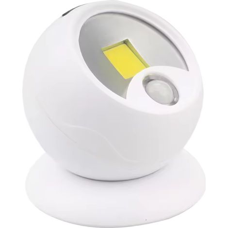 Jandei - Luz nocturna LED esférica giratoria 360º con sensor de movimiento 120 lm pilas 3xAAA