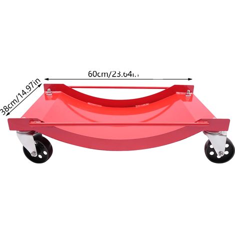 Carro con ruedas de coche, resistente, fácil de mover, rojo. (1/2)