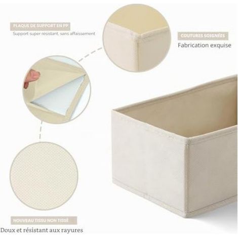 Organisateur de tiroir 14 pièces, boîtes de rangement pliables en tissu, séparateurs compatibles avec commode Malm, accessoire de rangement pour tiroirs (1/5)