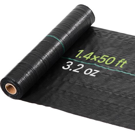 Toile de Paillage 0,4x15,2 m Bâche Anti Mauvaise Herbe 90 g/m² Géotextile Anti Repousse Tissé PP pour Protection Contre Mauvaises Herbes, Couverture Sol, Jardin, Potager, Parterres Fleurs, Noir (1/5)