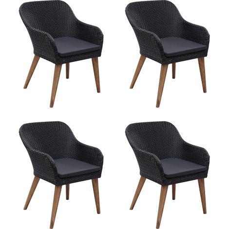 Maison Exclusive - 5-tlg. Garten-Essgruppe Schwarz
