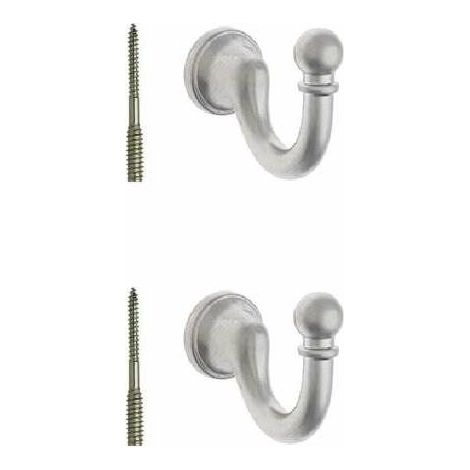 2x Crochet embrasse rideau 36mm en acier finition nickel satiné avec vis spéciale Mural Cuisine Salle de bain Torchon Porte Manteau Serviette Sac Couvert Vêtement Dressing Meuble Placard Patère (1/2)