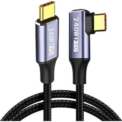 Câble de données USB-C vers USB-C, câble de données USB-C vers Type-C coudé de 2 m (1/3)