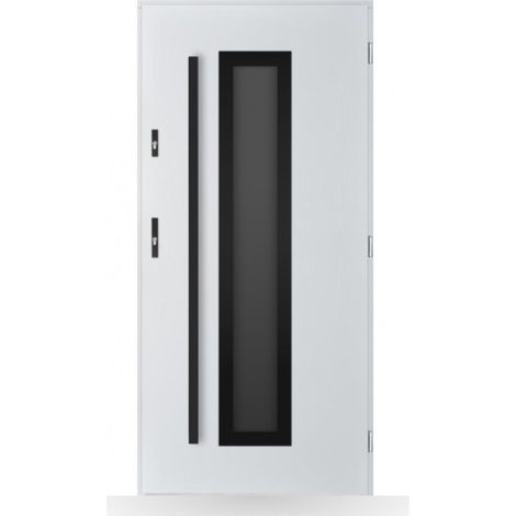 Porte d'entrée Célia 80-90-100cm en acier - Couleur: Blanc - Poussant: Droit - Dimensions: 90 cm