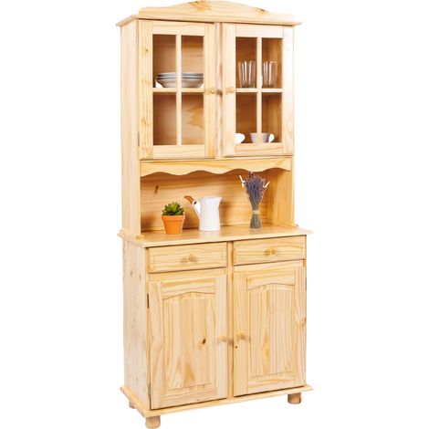 Dmora Sideboard mit zwei Türen und zwei Schubladen, Farbe Eiche hell, 88 x 198 x 32 cm