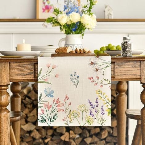 Chemin de table JeiibrZui Arbre de Vie - 40 x 140 cm - 1 pièce - Noir avec motif corbeau et casque pour la décoration de fêtes et de salles à manger (1/5)