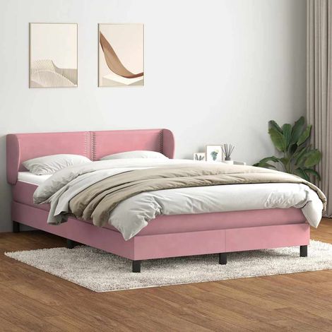 Boxspringbett mit Matratze Rosa 160x220 cm Samt
