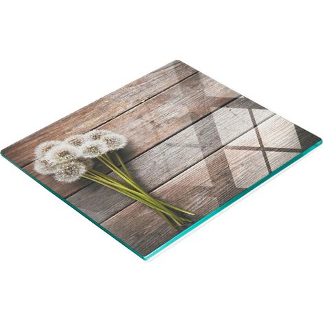 Tablero de vidrio duradero y elegante con estampado de diente de le贸n en tableros de 60x52 cm.