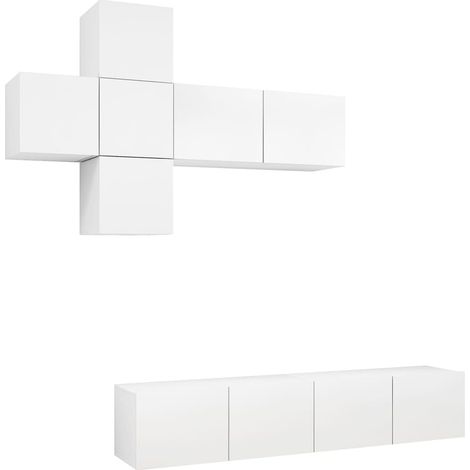 Maison Exclusive - 7-tlg. TV-Schrank-Set Weiß Holzwerkstoff