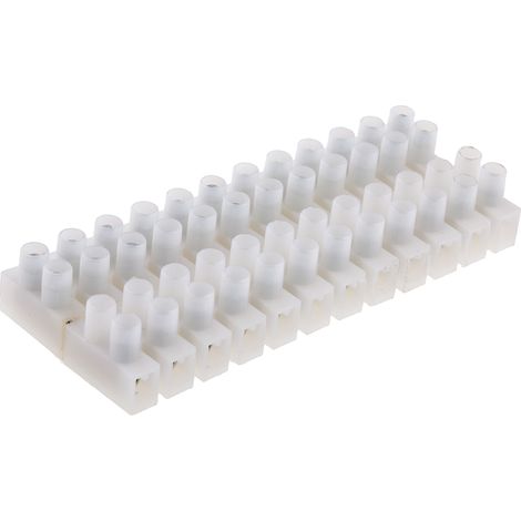 Rs Pro – Bornier de raccordement électrique 12 pôles – A visser – Section câble 2.5mm² – Courant 20A – Polyamide naturel pour environnements humides