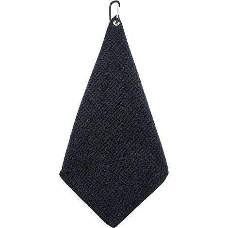 Serviette de golf 1 pièce - Serviette gaufrée en microfibre avec clip - Serviette de nettoyage à séchage rapide pour sac de golf (noir, 30×30cm) (1/5)