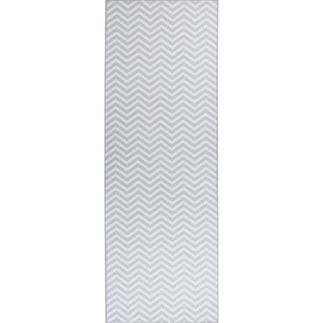 Tapis Classique Blanc et Gris 70 x 200 cm en Polyester Long pour Couloir Saikheda (1/5)