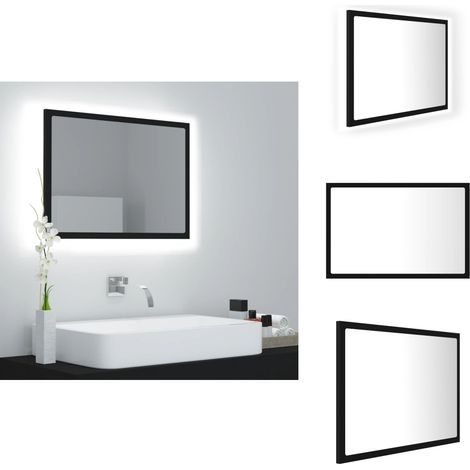 LED-Badspiegel Schwarz 60x8,5x37 cm Acryl - LED-Badspiegel - Wandspiegel - Badezimmerspiegel - Spiegelschrank - Schwarzer Spiegel (1/5)