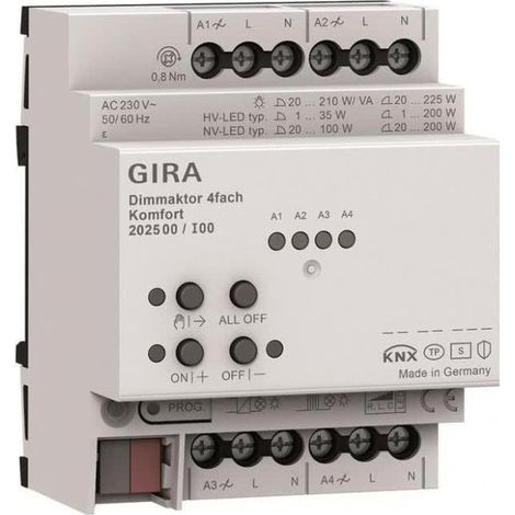 Gira Dimmaktor 4-f REG KNX Secure contrôle éclairage maison