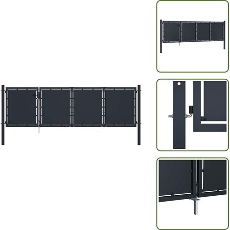 vidaXL Portail de jardin Acier 350 x 75 cm Anthracite