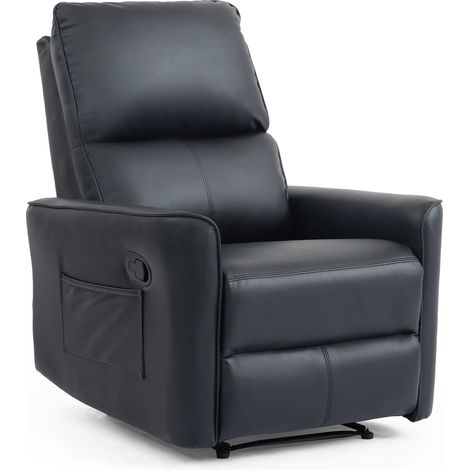 MADRID MANUAL RECLINER AIR LEATHER CHAIR BLACK (1/5)