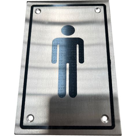 Placa atornillar baño hombres acero inoxidable 15x10cm