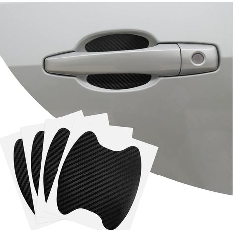 4 pièces, Protecteur pour poignées de porte de voiture, Noir, Film anti-rayures transparent (1/5)