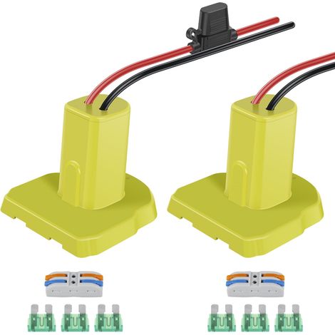Adaptateur Batterie Power Wheel - 18 V - Compatible Avec Batteries Ryobi - Fusible Intégré - Terminaux À Fils - 2 Pièces (1/5)