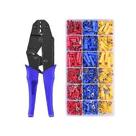 Pince à sertir avec 700 pièces, cliquet pour cosses pré-isolées, kit de connecteurs pour gaine thermorétractable