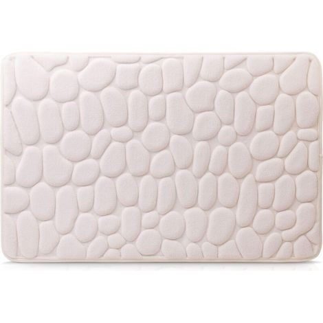 Tapis de bain antidérapant Tapis de bain, 100% microfibre, effet pierre, 50 x 80 cm - Crème