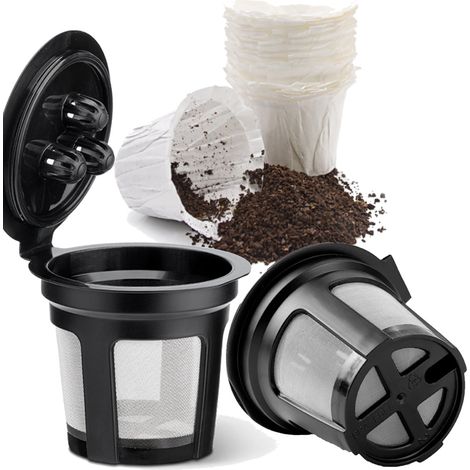 Filtro per caffè riutilizzabile per macchina da caffè Ninja, 2 capsule K-Cup ricaricabili e 50 filtri di carta usa e getta compatibili con la macchina da caffè Ninja CFP201, CFP301 e CFP400 Dual Brew 