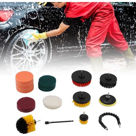 19-teiliges elektrisches Reinigungsset inklusive Bohrmaschinenbürsten, Polierpads und Werkzeugen für die Auto- und Badezimmerreinigung. (1/5)