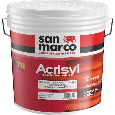 Rivestimento murale acril silossanico compatto acrisyl kp 1 bianco kg. 25