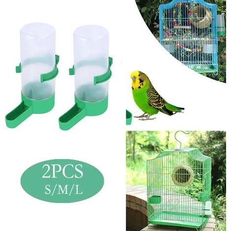 Ensemble de 2 abreuvoirs et distributeurs d'eau automatiques pour oiseaux de compagnie (perroquets, calopsittes, etc.) en cage. Idéal pour la maison.