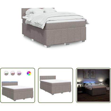 vidaXL Surmatelas -  Sommier à lattes de lit avec matelas Taupe 140x200 cm Tissu (1/5)