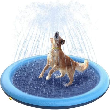 Tapis Jet d'eau Chien,Coussin D'arrosage, 170 cm Tapis de Pulvérisation,Tapis de Jeu Aquatique,pour Enfants et Animaux Domestiques,pour Jardin, Extérieur (1/4)