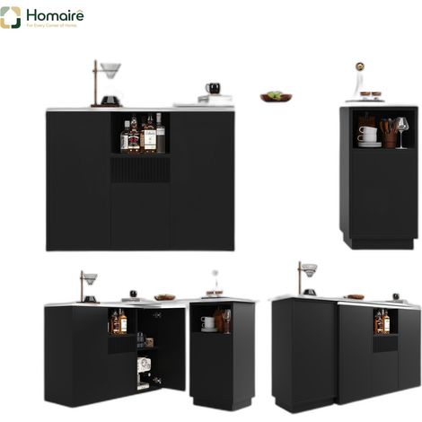 Küchenwagen MDF schwarz 210 x 30 x 100.9 cm HOMAIRE (1/5)