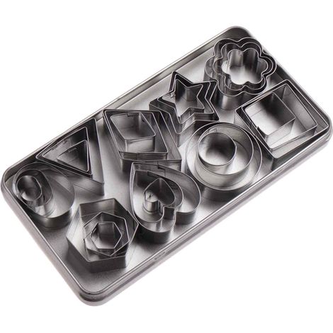 Ensemble de 27 mini emporte-pièces, moule à pâtisserie pour découper la pâte polymère, la pâte à tarte, la croûte à tarte et les fruits (couleur acier) (1/5)