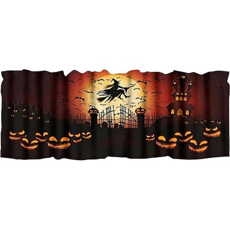 Cantonnière d'Halloween 69 x 18 pouces, cantonnière à œillets, décoration de fenêtre pour fête d'Halloween (1/5)
