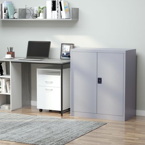 Armoire mobile avec étagère réglable et verrouillage de sécurité, en acier gris, pour la maison, le bureau ou le garage, dimensions 80 x 40 x 92,5 cm.